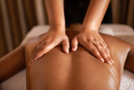 Wellness massage performed by a professional practitioner at Le Clos des Martines, an exclusive-use luxury estate in Eure, Normandy, near Giverny and one hour from Paris.